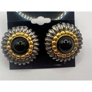 Vintage Replica Clip On Earrings Gold Tone Statement Retro Mid Century Jewelry‎